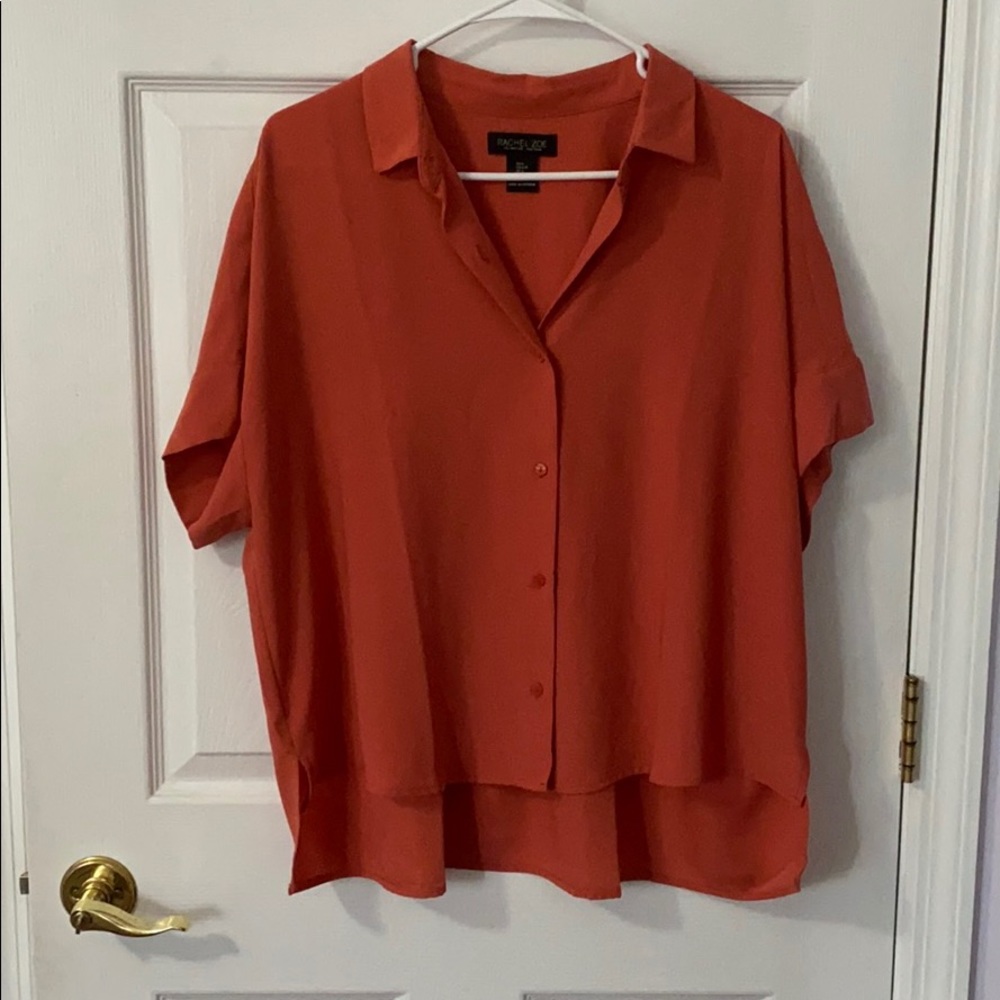 Orange button up blouse